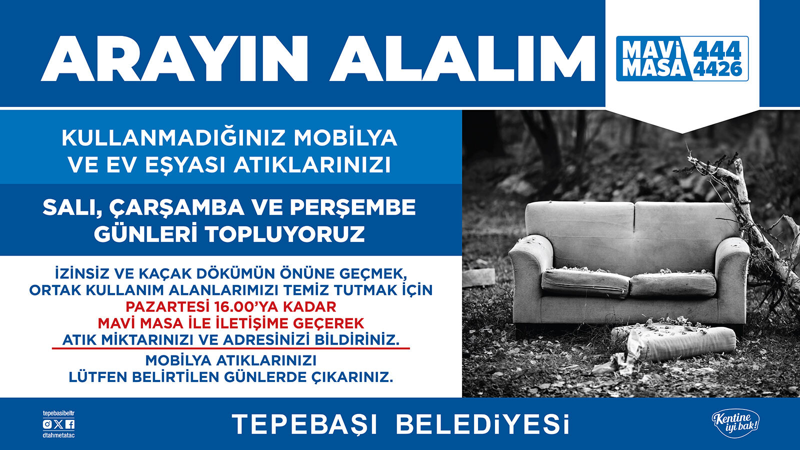 Tepebaşı Belediyesi'nden mobilya atıkları duyurusu