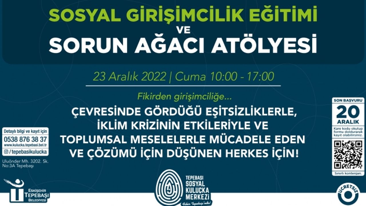 Sosyal Girişimcilik Eğitimi ve Sorun Ağacı Atölyesi'ne başvurular sürüyor