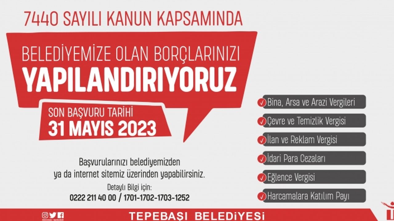 Tepebaşı Belediyesinden borç yapılandırma duyurusu