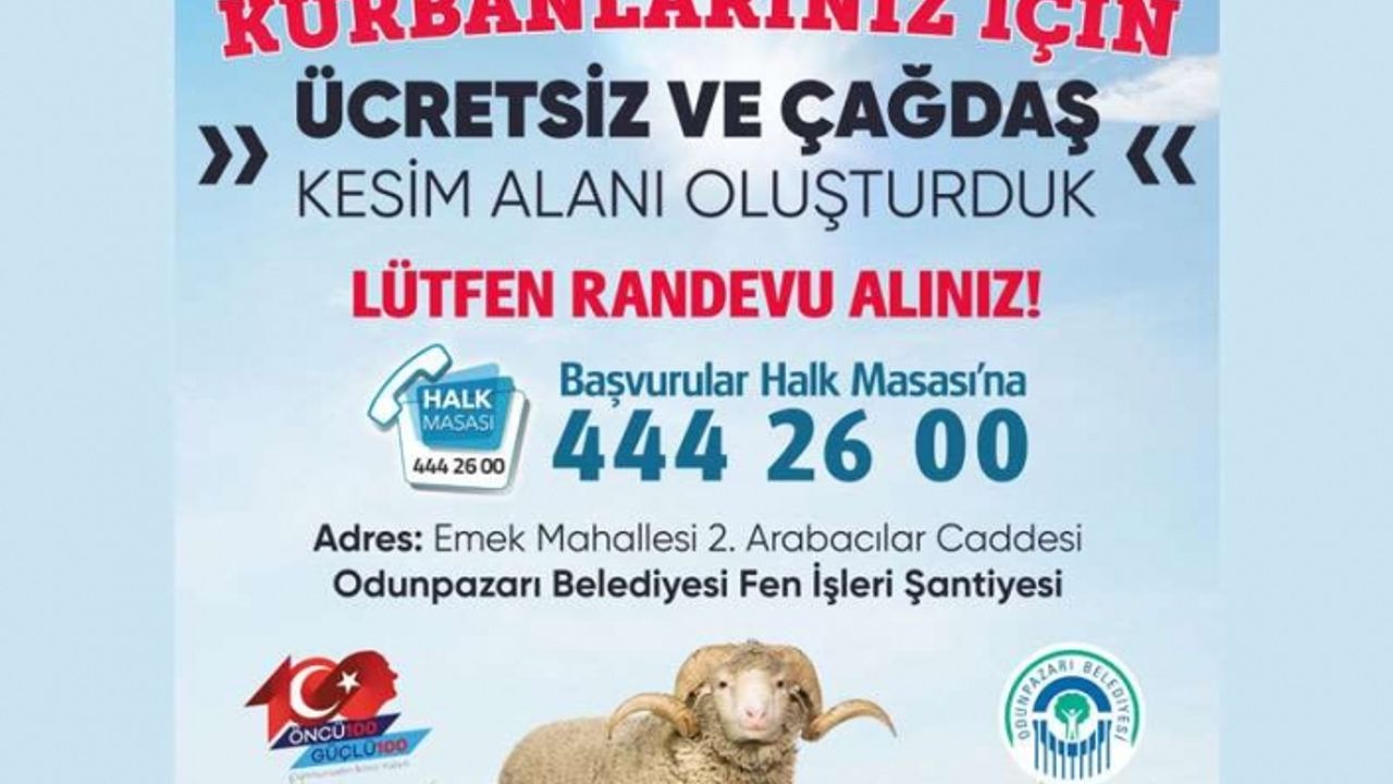 Odunpazarı'nda vatandaşlara ücretsiz kurban kesim hizmeti