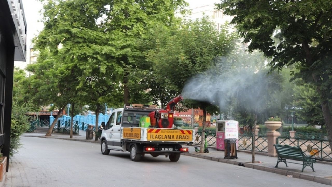 Yeşil alanlar zararlılara karşı ilaçlanıyor